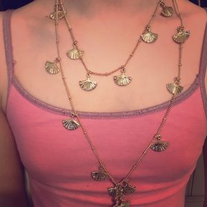 Lily Pulitzer double chain seashell necklace.